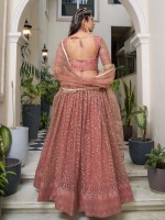 Rust Pink Butterfly Net Lehenga Choli